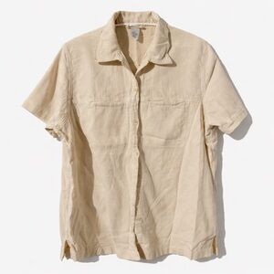 Cotton Ginny Beige Button Down Shirt Size Small